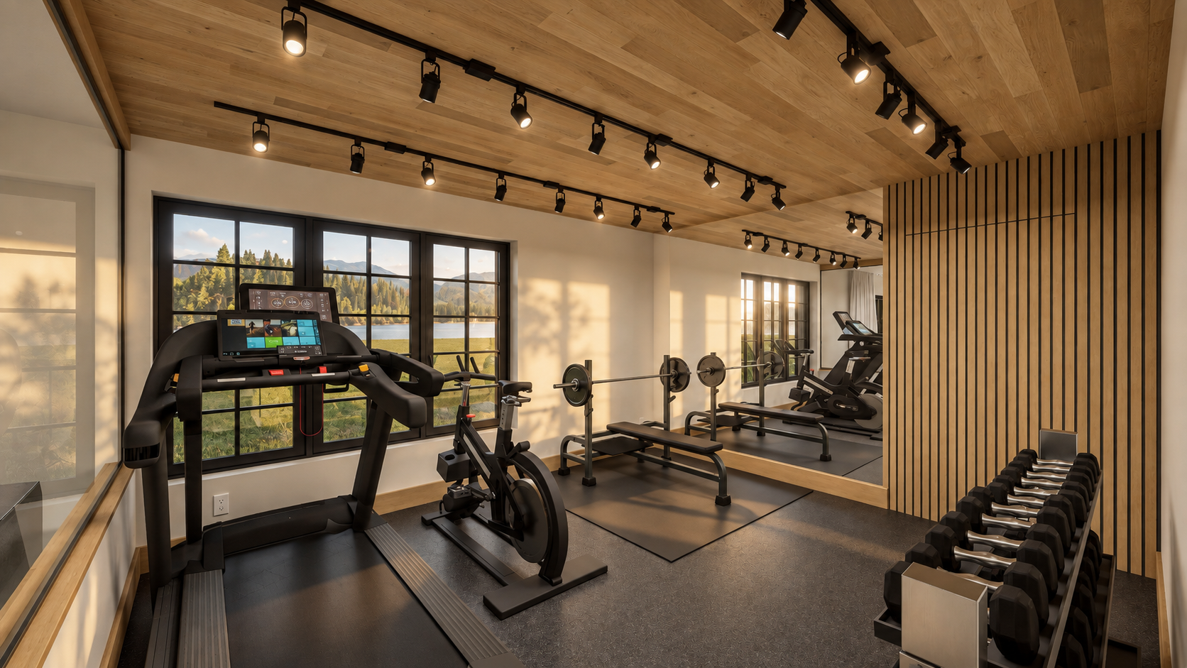 Pale oak home gym